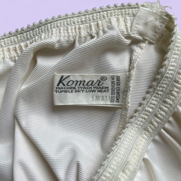 VINTAGE 70s KOMAR WHITE LACE TRIM MAXI SLIP SKIRT - Picture 4 of 5